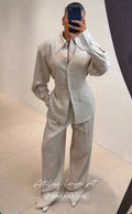 Atelier Linen Oversized Shirt & Wide-Leg Trousers Co-ord Set