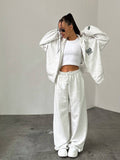 Bonneriee Club Athletic Tennis Club Oversized Zip Hoodie & Wide-Leg Sweatpants Set