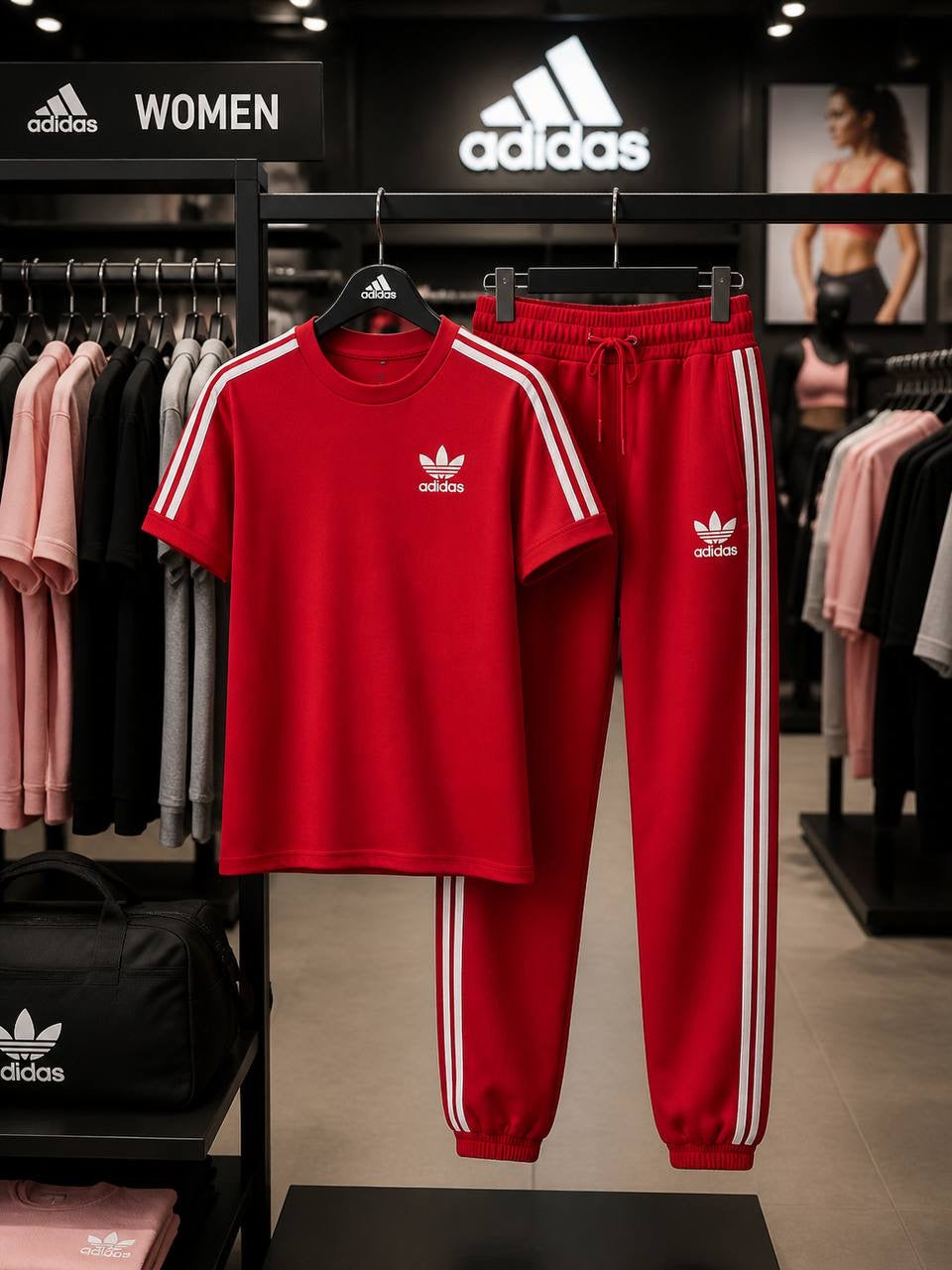 Adidas 3-Stripe Trefoil Logo Short-Sleeve Tee & Jogger Co-ord Set