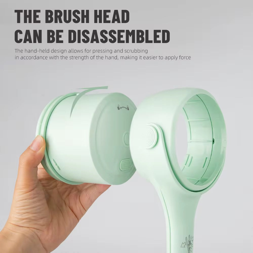 Electric Body Scrubber Brush with Long Handle – 4-in-1 Silicone Bath Brush