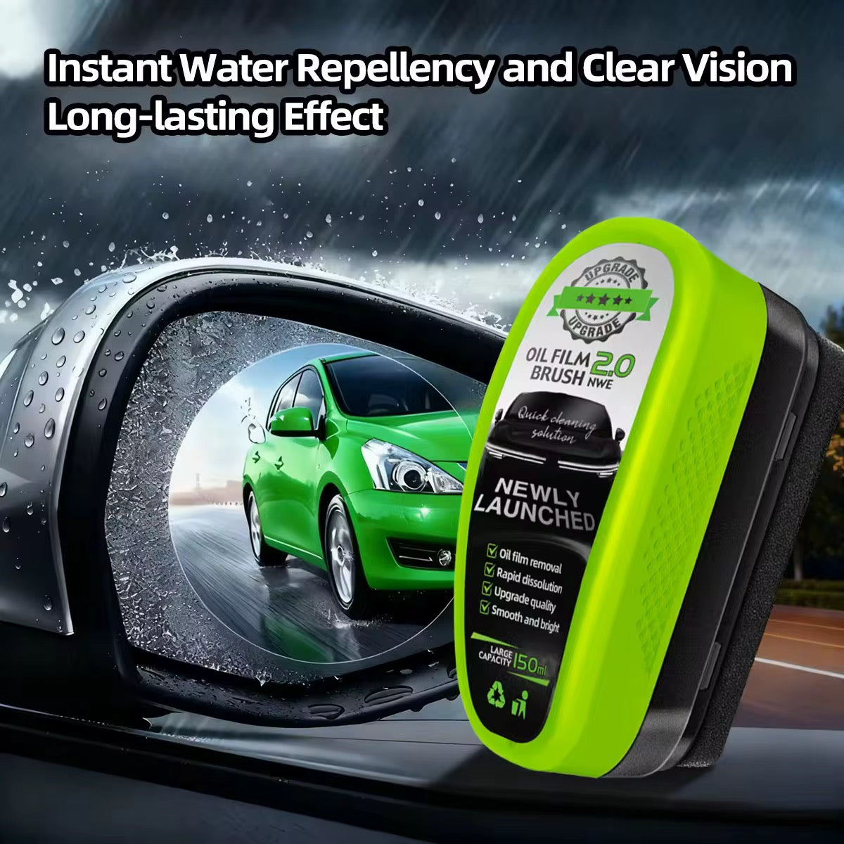 Car Windshield Oil Film Remover & Water Repellent Brush – 2024 Upgrade