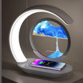 3D Sand Art LED Desk Lamp – Wireless Charging Decorative Night Light